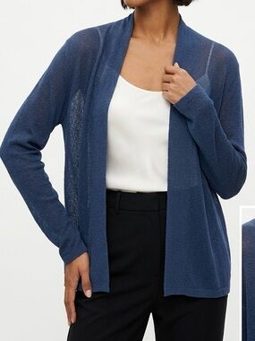 EILEEN FISHER 100% Wool Open Front Knit Cardigan - M